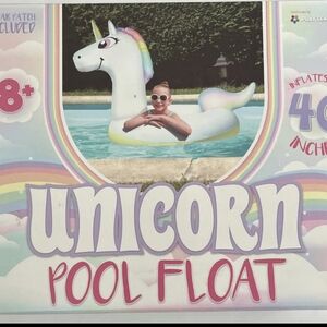 Inflatable Rainbow Unicorn Pool Float Toy White 40 Inch. Not in box, however, is
